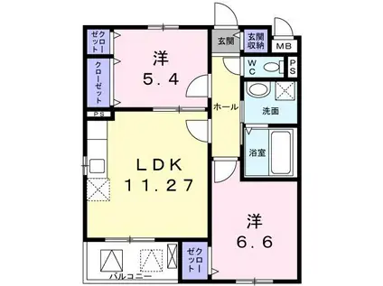 ノースニュープロムナード吉(2LDK/3階)の間取り写真