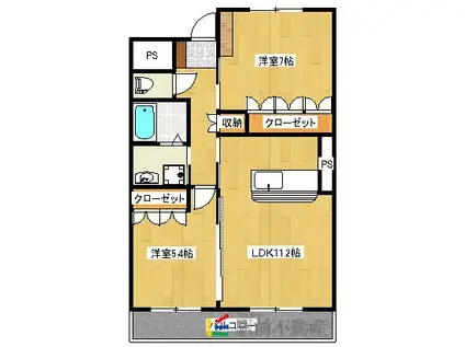 アリウス高田(2LDK/1階)の間取り写真