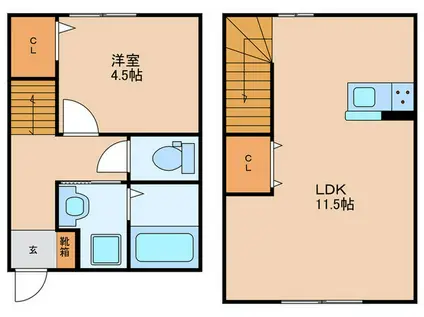 CREDO基山I(1LDK/1階)の間取り写真