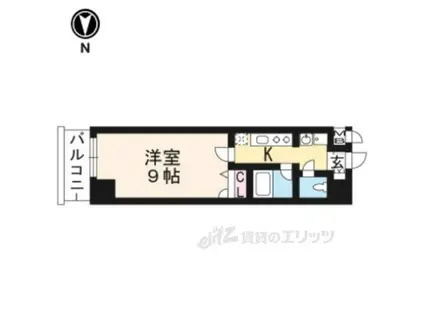 アスヴェル京都東堀川(1K/1階)の間取り写真