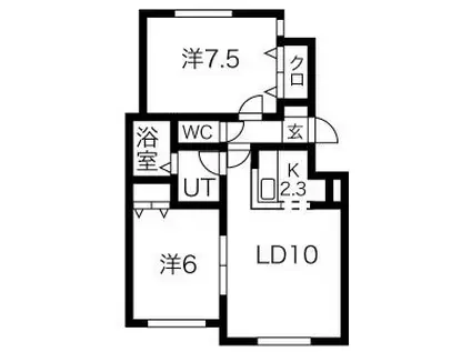 サンピラー菊水(2LDK/3階)の間取り写真