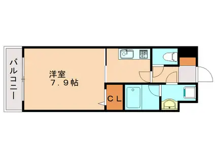 クリエイト元浜(1K/3階)の間取り写真