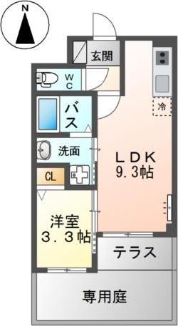 レスポワール伊都(1LDK/1階)の間取り写真