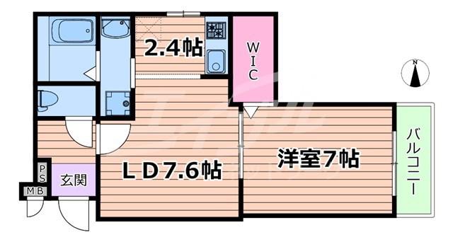 JTガーデン徳庵(1LDK/2階)の間取り写真