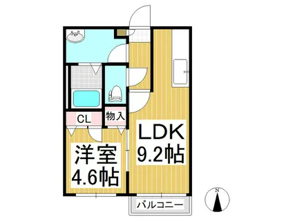 プリエI(1LDK/1階)の間取り写真