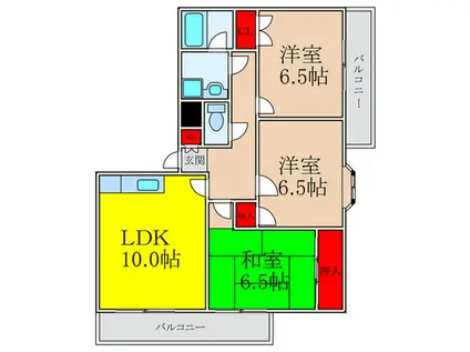 サンスプリング緑地(3LDK/2階)の間取り写真