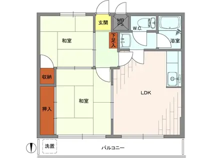 第22宮庭マンション(2LDK/3階)の間取り写真