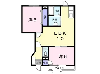ビューティームーンB(2LDK/1階)の間取り写真