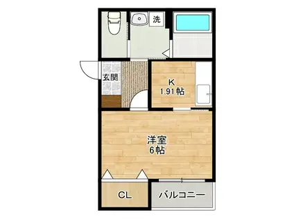 ELLINA貴船II(1K/3階)の間取り写真