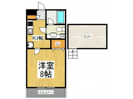 エスペランサ高嶋(1K/2階)の間取り写真