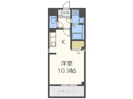 カルチェ ラタン(1K/4階)の間取り写真