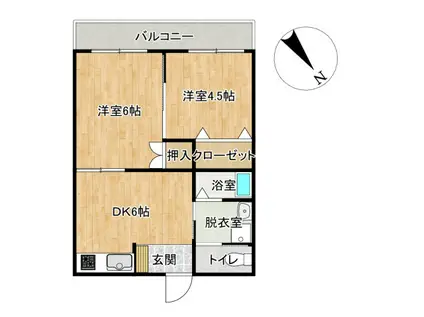 サニーベル若葉(2DK/2階)の間取り写真