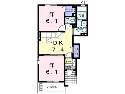 インノバールI(2DK/1階)の間取り写真