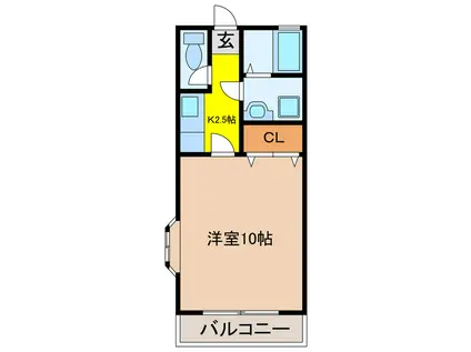 トレンディ平野A(1K/1階)の間取り写真