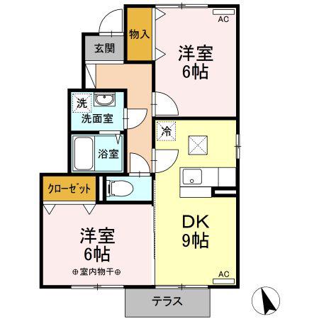 グランメールA(2DK/1階)の間取り写真