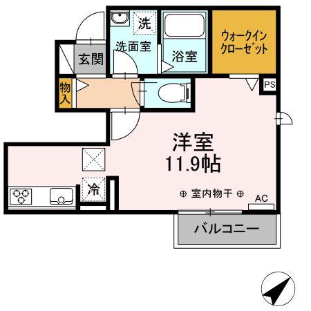 FORTE III(ワンルーム/1階)の間取り写真