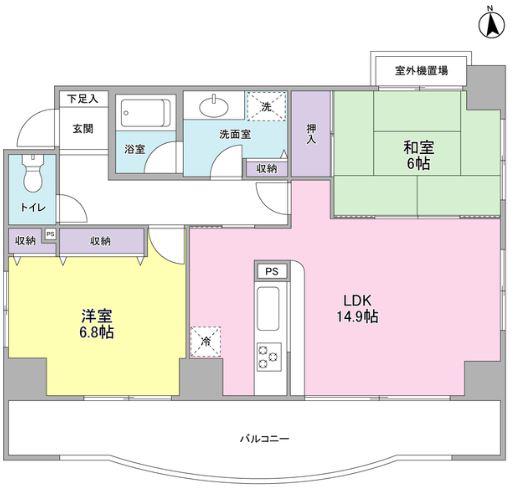 グランドゥール広尾(2SLDK/7階)の間取り写真