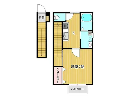 フォレスタB棟(1K/2階)の間取り写真