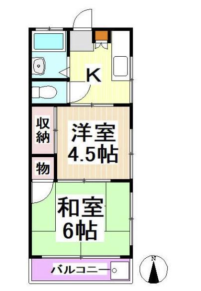 東湖ハイム(2K/2階)の間取り写真