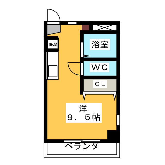 クリーミーハウス(ワンルーム/2階)の間取り写真
