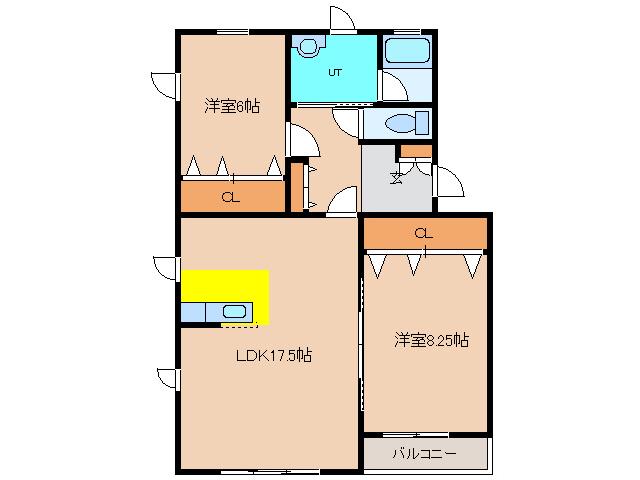 セピア七重浜(2LDK/3階)の間取り写真