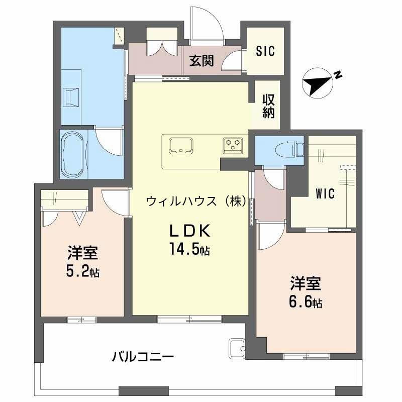 アルテーヌ浜寺元町 B棟(2LDK/3階)の間取り写真