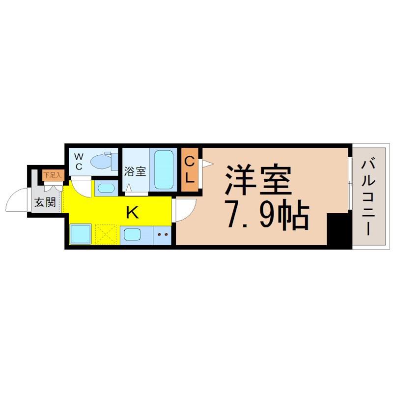 クレストタワー栄(1K/7階)の間取り写真