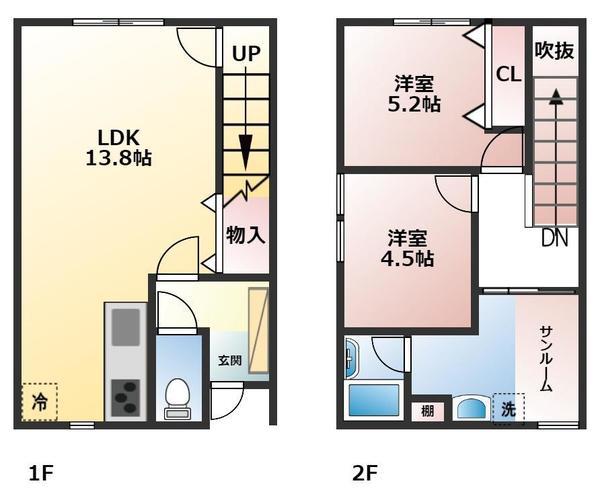 本郷町APARTMENT A棟(2LDK/1階)の間取り写真