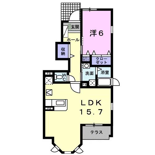 アイリス西沢 壱番館(1LDK/1階)の間取り写真