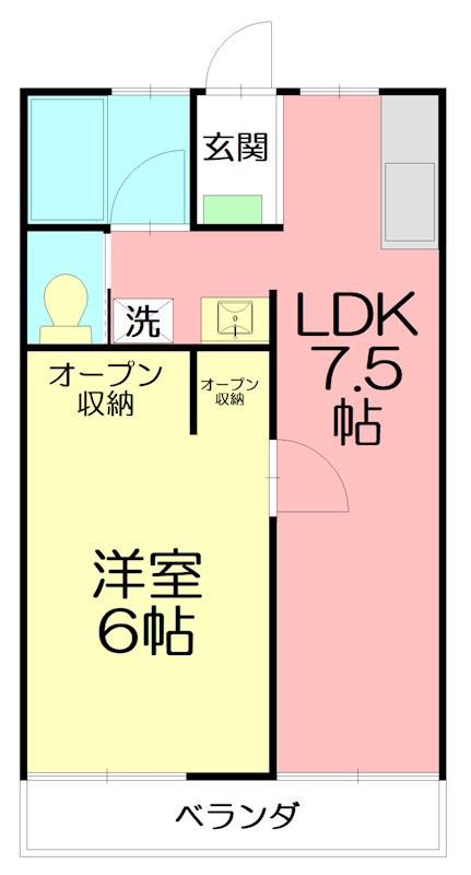 百奈ハイツ(1LDK/1階)の間取り写真
