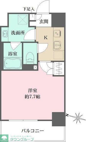 プライムアーバン菊川(1K/1階)の間取り写真