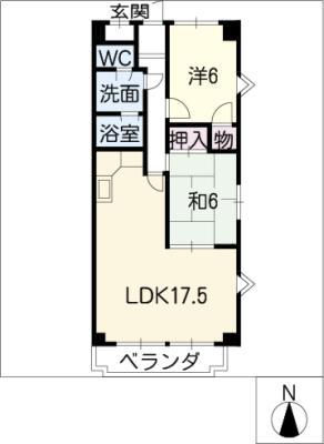 ラメゾンクレール(2LDK/6階)の間取り写真