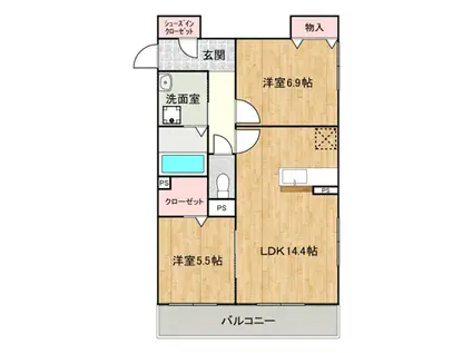 FORT RISE(2LDK/1階)の間取り写真