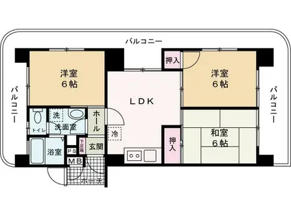 シャトラン白鷺II(3LDK/3階)の間取り写真