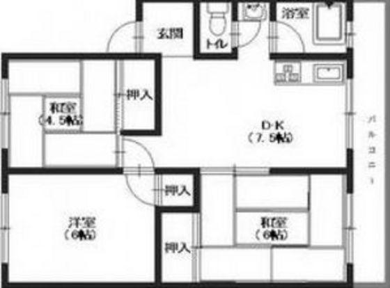 米尾マンション(3DK/2階)の間取り写真