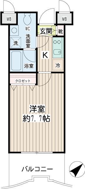 エクセル東神奈川(1K/7階)の間取り写真