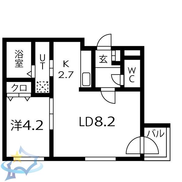 サイト琴似(1LDK/2階)の間取り写真