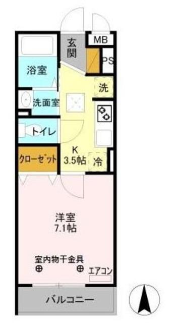 オークヒル大成(1K/1階)の間取り写真