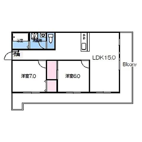 パークサイド南栄(2LDK/5階)の間取り写真