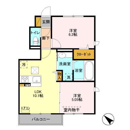 レジデンス・トロワ(2LDK/1階)の間取り写真
