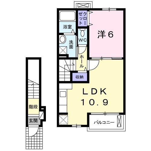 ルネサンス(1LDK/2階)の間取り写真
