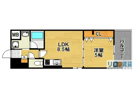 STORM(1LDK/3階)の間取り写真