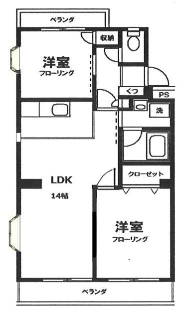 ローレルハイツ(2LDK/3階)の間取り写真
