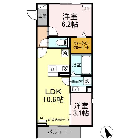 PRATIQUE(2LDK/1階)の間取り写真