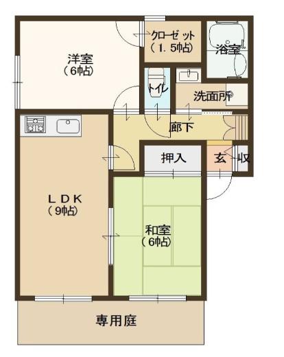メゾン広峰(2DK/1階)の間取り写真