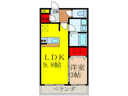 アゼリア・プロムナード(1LDK/1階)の間取り写真