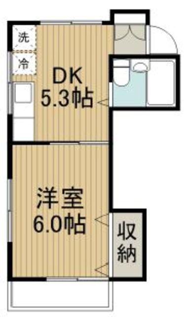 ホワイトハイツ(1DK/2階)の間取り写真