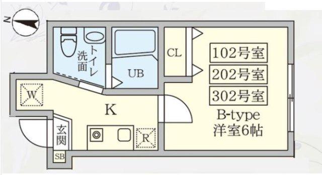 FJアスレイ参番館(1K/1階)の間取り写真