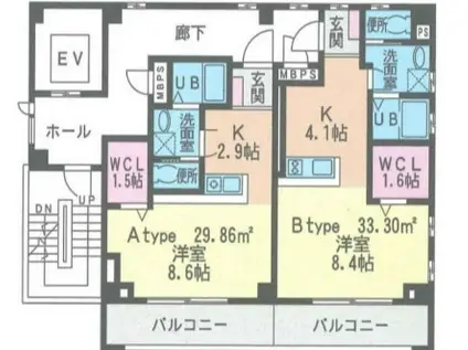 RA ASTELLAS(1K/4階)の間取り写真
