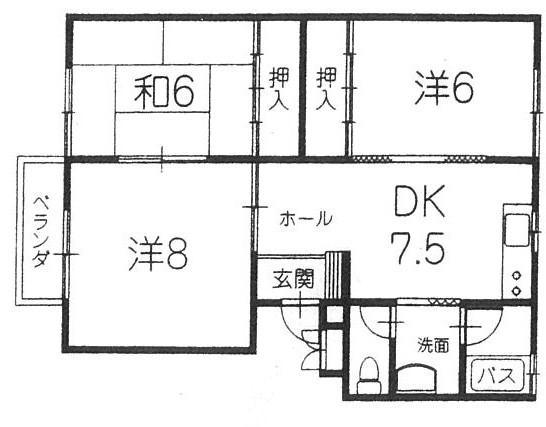 FAMILY HOUSE ココロ II(3DK/1階)の間取り写真